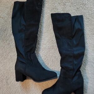 Amazon Black Over-the-Knee Block Heel Boots